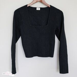 Women's Ribbed Long Sleeve Square-Neck Ottoman Top